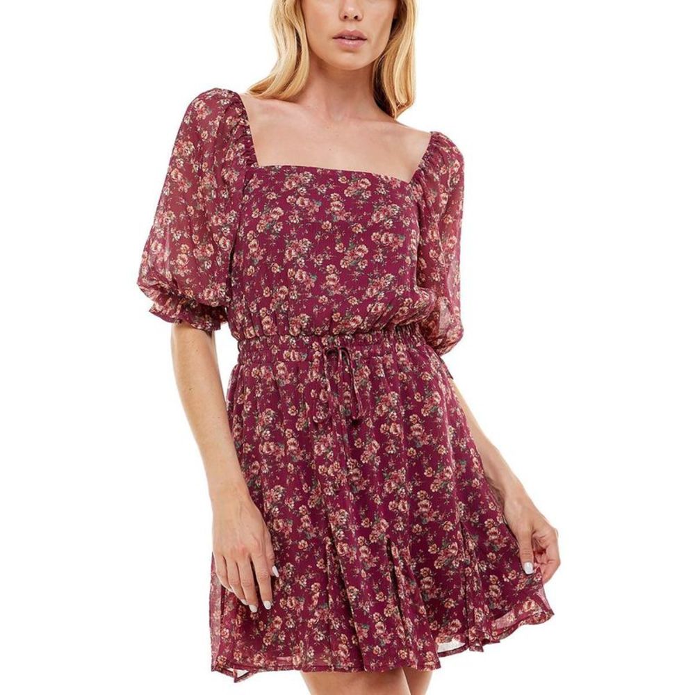 Trixxi Burgundy Floral Dress